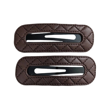 Quilted Leather Hollow Snap Clips Brown